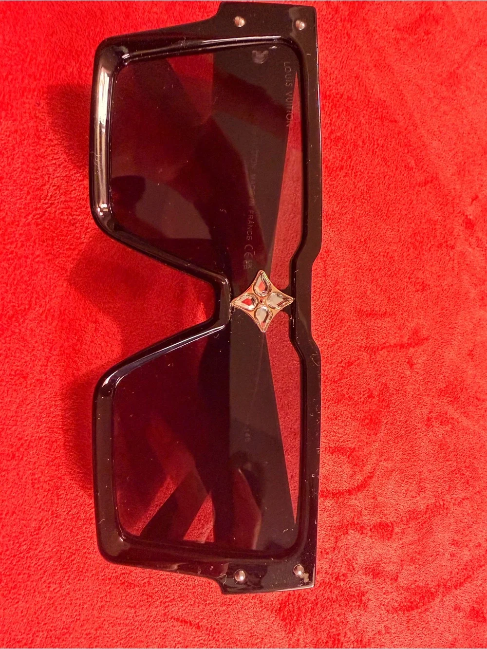 Louis Vuitton Black Shield Sunglasses with Gold Emblem